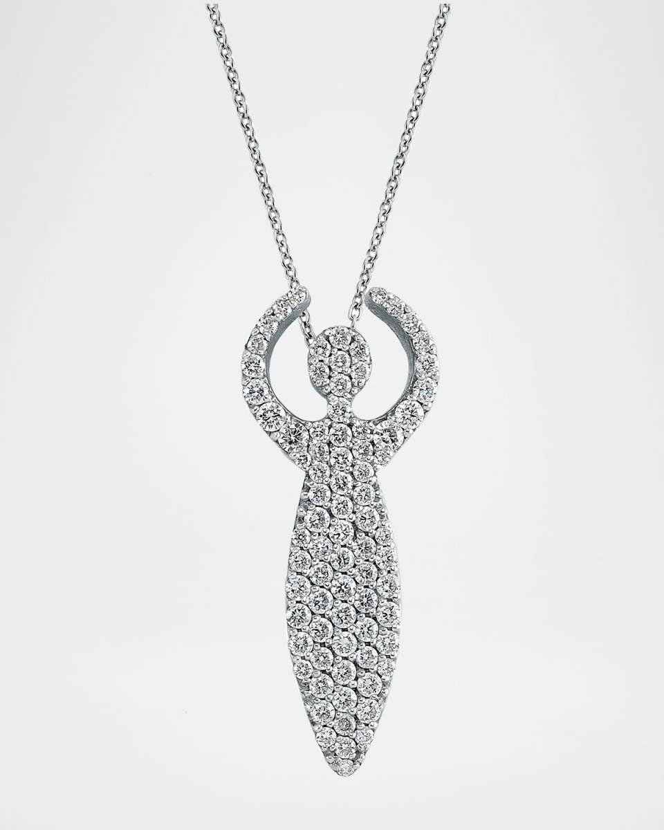 14k White Gold Diamond Goddess Necklace